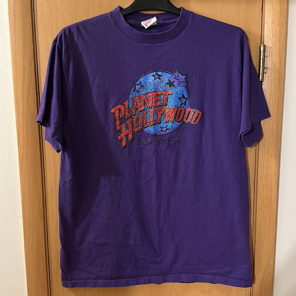 Planet Hollywood Las Vegas Vintage Short Sleeve Tee T-Shirt Purple Size XL